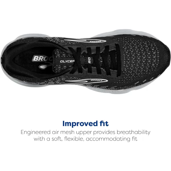 imageBrooks Mens Glycerin 20 Running ShoeBlackWhiteAlloy