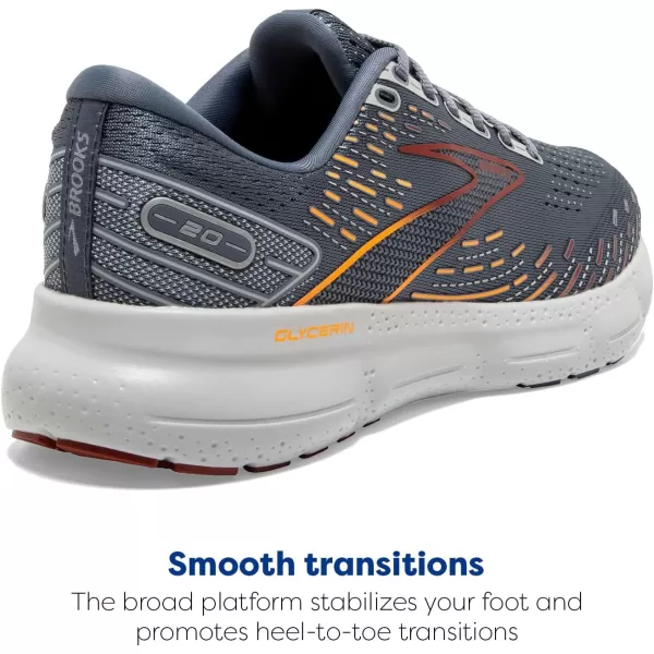 imageBrooks Mens Glycerin 20 Running ShoeGreyChili OilOrange