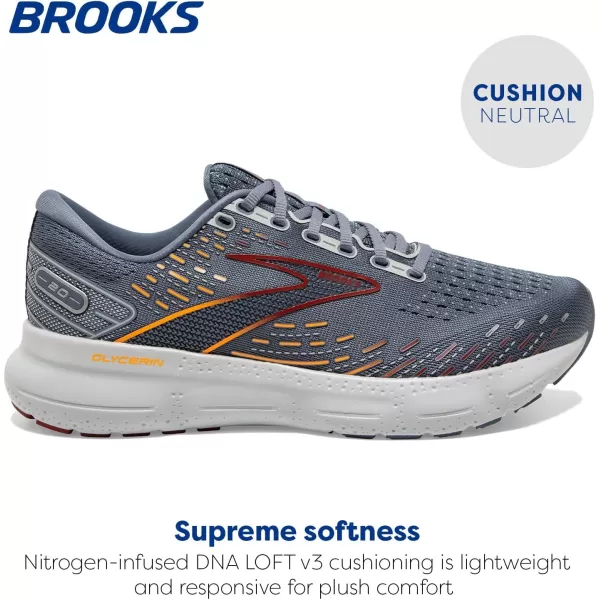 imageBrooks Mens Glycerin 20 Running ShoeGreyChili OilOrange