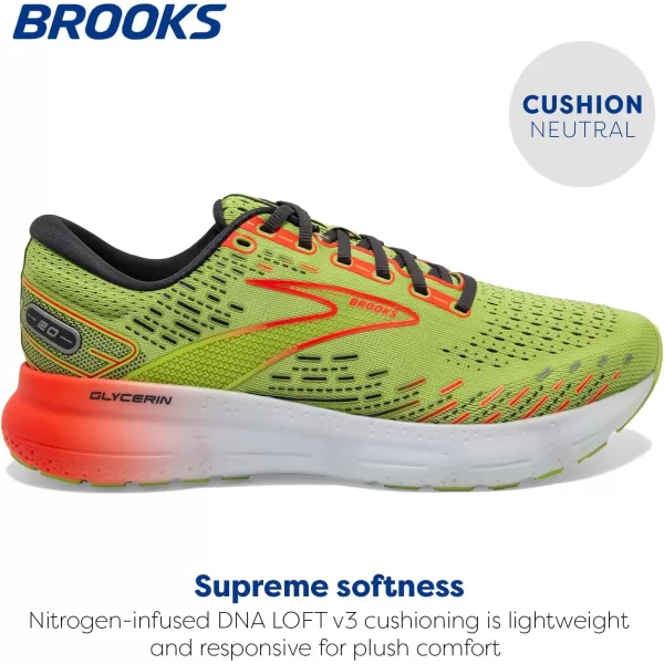 imageBrooks Mens Glycerin 20 Running ShoeLimeRedEbony