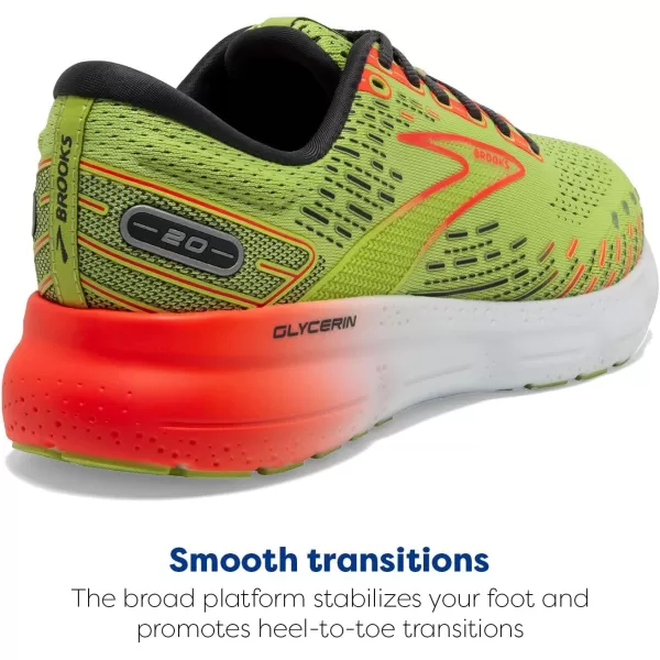 imageBrooks Mens Glycerin 20 Running ShoeLimeRedEbony