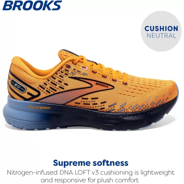 imageBrooks Mens Glycerin 20 Running ShoeOrangeBlackBlue