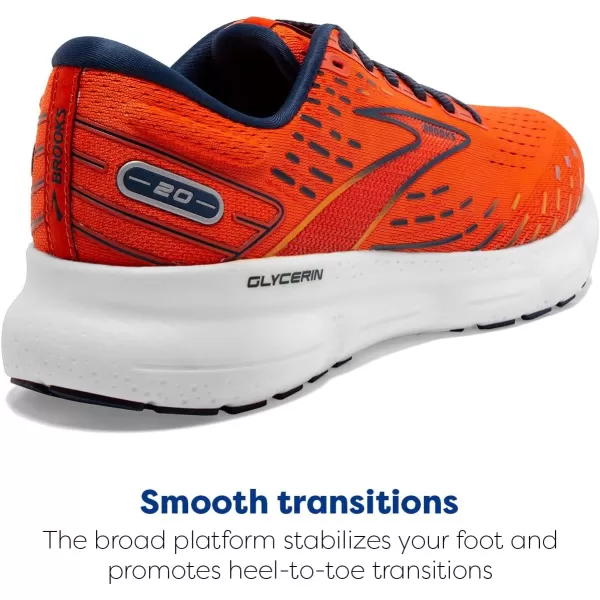 imageBrooks Mens Glycerin 20 Running ShoeOrangeTitanFlame