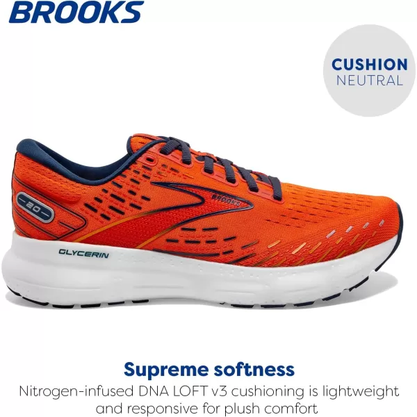 imageBrooks Mens Glycerin 20 Running ShoeOrangeTitanFlame