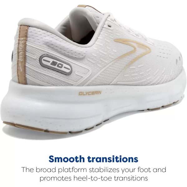 imageBrooks Mens Glycerin 20 Running ShoeWhiteKhaki