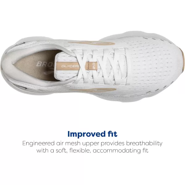 imageBrooks Mens Glycerin 20 Running ShoeWhiteKhaki
