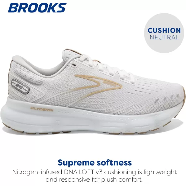 imageBrooks Mens Glycerin 20 Running ShoeWhiteKhaki