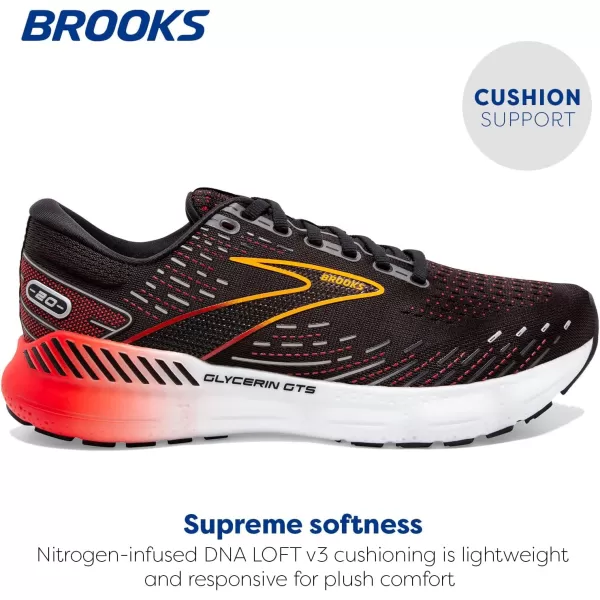 imageBrooks Mens Glycerin GTS 20 Running Shoe  Wide WidthBlackBlackened PearlFiery Red