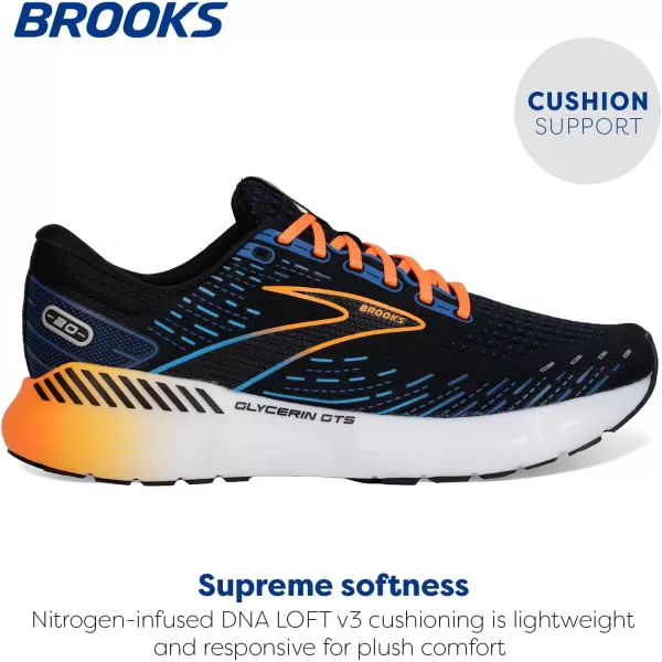 imageBrooks Mens Glycerin GTS 20 Running Shoe  Wide WidthBlackClassic BlueOrange