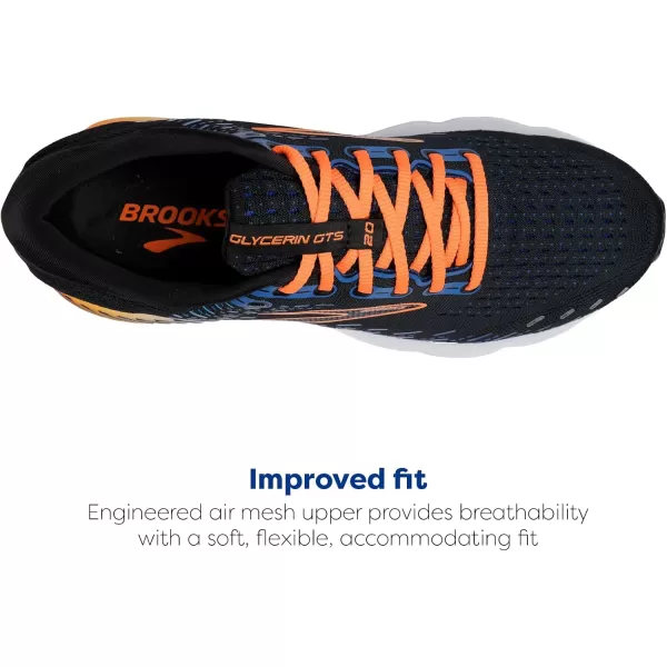 imageBrooks Mens Glycerin GTS 20 Running Shoe  Wide WidthBlackClassic BlueOrange