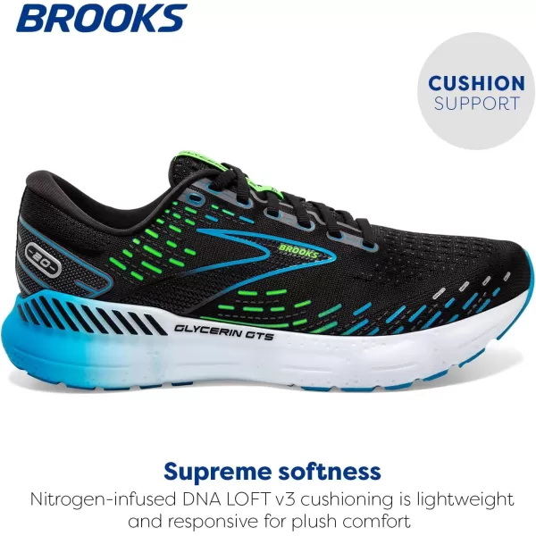 imageBrooks Mens Glycerin GTS 20 Running Shoe  Wide WidthBlackHawaiian OceanGreen