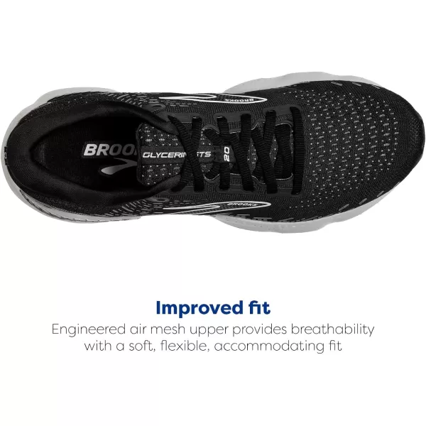 imageBrooks Mens Glycerin GTS 20 Running Shoe  Wide WidthBlackWhiteAlloy