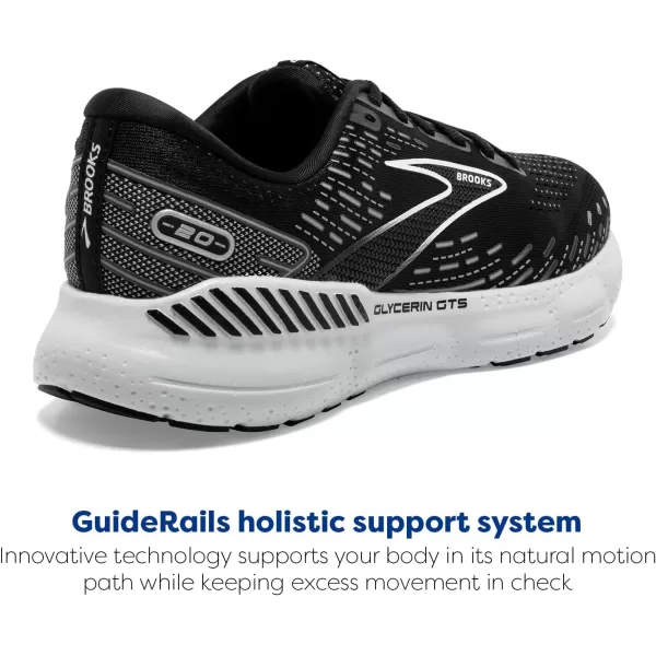 imageBrooks Mens Glycerin GTS 20 Running Shoe  Wide WidthBlackWhiteAlloy