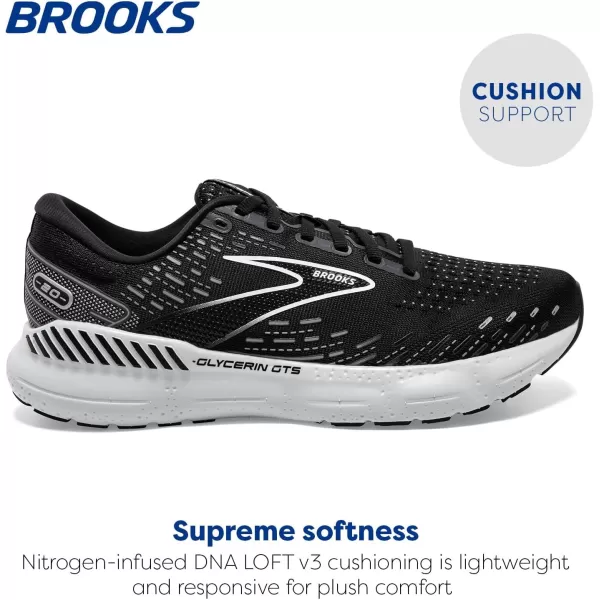 imageBrooks Mens Glycerin GTS 20 Running Shoe  Wide WidthBlackWhiteAlloy