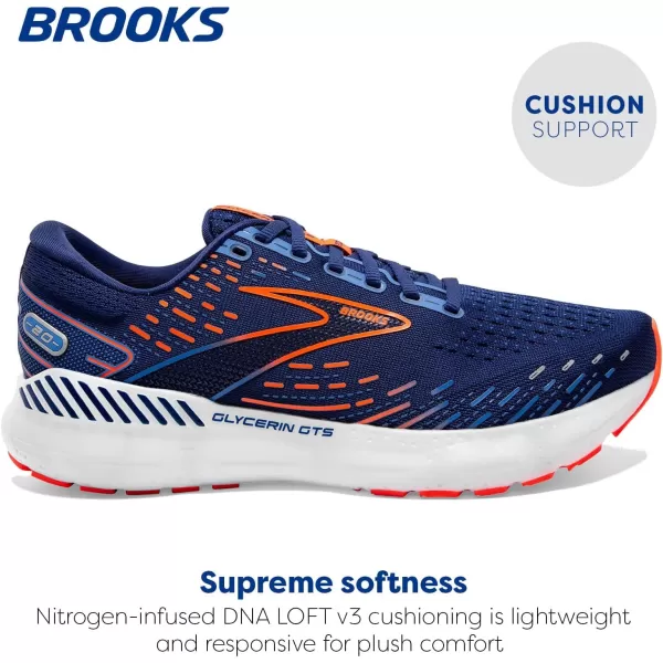 imageBrooks Mens Glycerin GTS 20 Running Shoe  Wide WidthBlue DepthsPalace BlueOrange