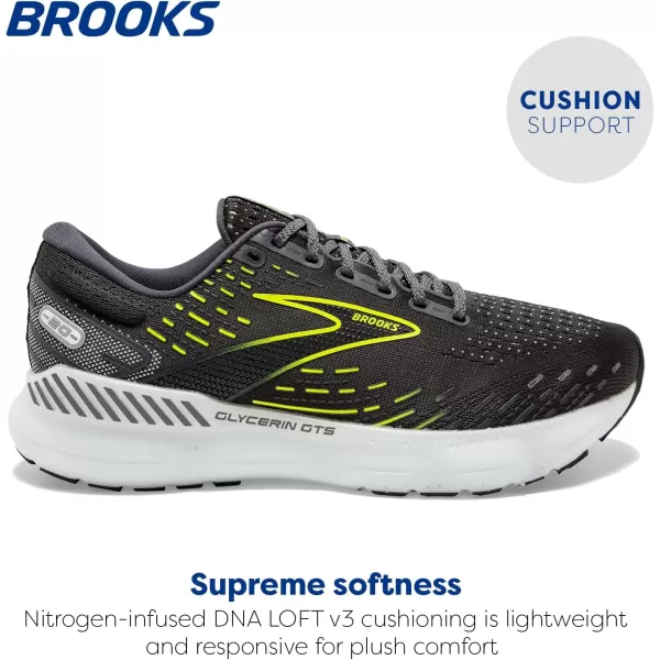 imageBrooks Mens Glycerin GTS 20 Running Shoe  Wide WidthEbonyWhiteNightlife