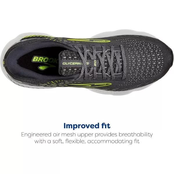 imageBrooks Mens Glycerin GTS 20 Running Shoe  Wide WidthEbonyWhiteNightlife