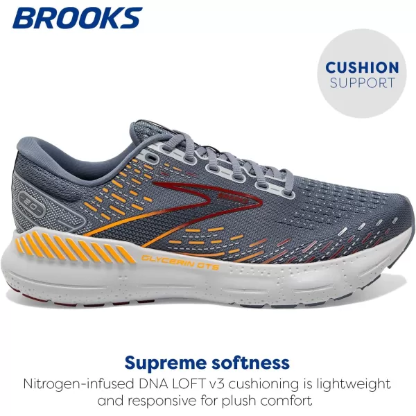 imageBrooks Mens Glycerin GTS 20 Running Shoe  Wide WidthGreyChili OilOrange