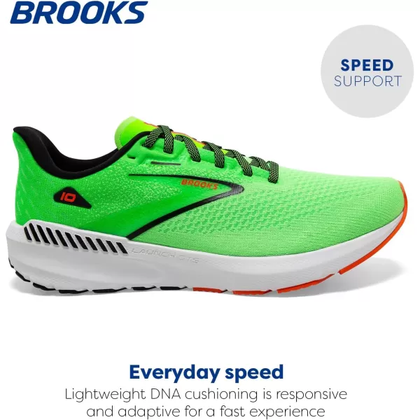 imageBrooks Mens Launch GTS 10 Running ShoeGreen GeckoRed OrangeWhite
