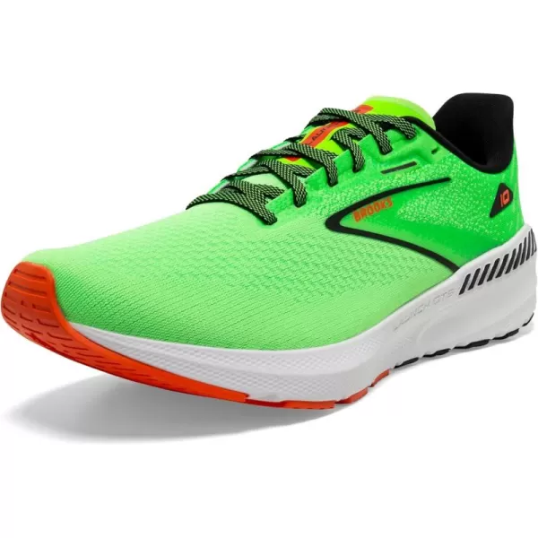 imageBrooks Mens Launch GTS 10 Running ShoeGreen GeckoRed OrangeWhite