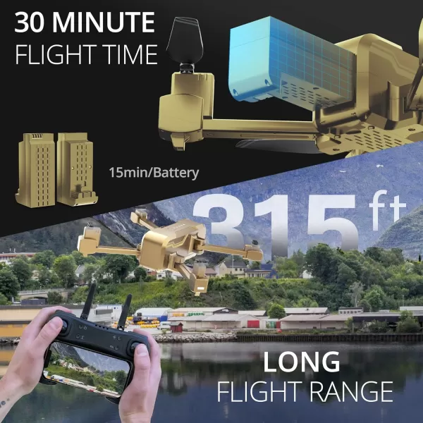 EXO Scout  Drone with Camera for Adults or Kids Drone Kit with 2 Batteries Free Carry Case HD 1080p Video 3 Speeds Auto TakeOffLand Intelligent AI Modes ampamp MoreGold