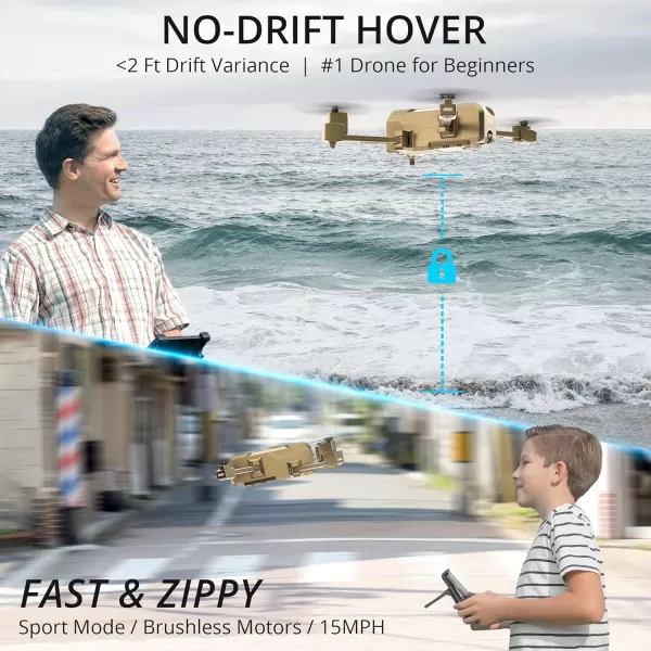 EXO Scout  Drone with Camera for Adults or Kids Drone Kit with 2 Batteries Free Carry Case HD 1080p Video 3 Speeds Auto TakeOffLand Intelligent AI Modes ampamp MoreGold