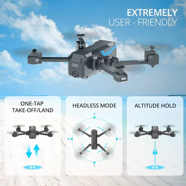EXO Scout  Drone with Camera for Adults or Kids Drone Kit with 2 Batteries Free Carry Case HD 1080p Video 3 Speeds Auto TakeOffLand Intelligent AI Modes ampamp MoreBlack