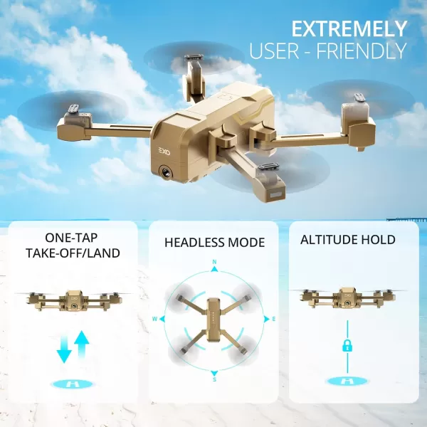 EXO Scout  Drone with Camera for Adults or Kids Drone Kit with 2 Batteries Free Carry Case HD 1080p Video 3 Speeds Auto TakeOffLand Intelligent AI Modes ampamp MoreGold