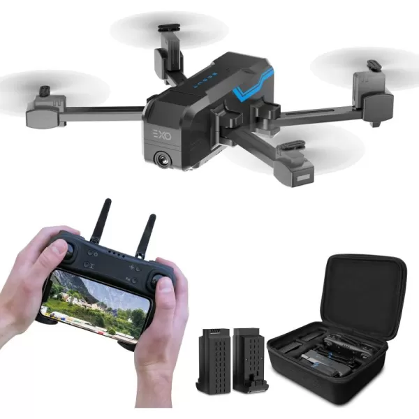 EXO Scout  Drone with Camera for Adults or Kids Drone Kit with 2 Batteries Free Carry Case HD 1080p Video 3 Speeds Auto TakeOffLand Intelligent AI Modes ampamp MoreBlack