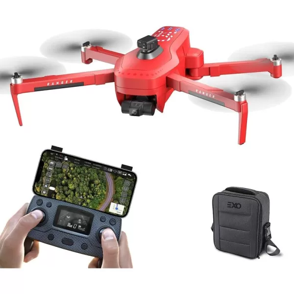 EXO X7 Ranger  High End Camera Drone for Adults Long Battery ampamp Range 4K Camera 3 Axis Gimbal 27MPH Speed GPS Return to Home 3 Batteries RedStandardClassic3 Batteries