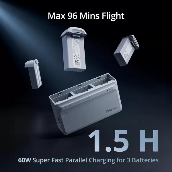 Potensic ATOM 3Axis Gimbal 4K GPS Drone Under 249g 96 Mins Flight Max 6KM Transmission Visual Tracking 4K30FPS QuickShots Lightweight for Adults and Beginners Fly More ComboFly More Combo
