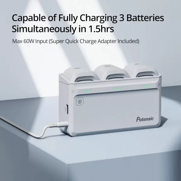 Potensic Atom SE Parallel Charging Hub with 2 Smart Batteries and 1 Super Quick Charge Adapte Batteries in This Set is for Atom SE Only