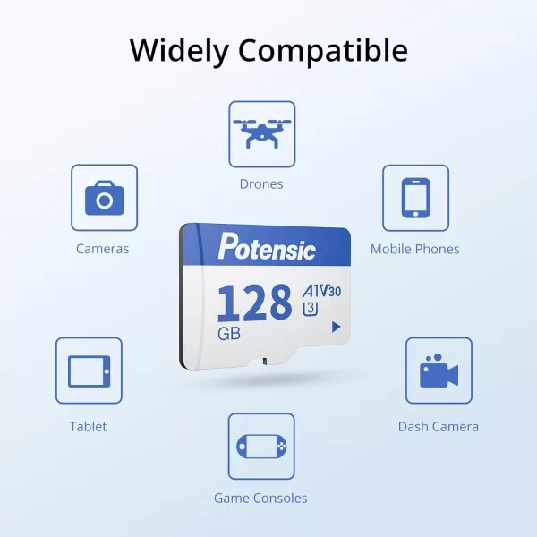 Potensic 128GB Micro Memory Card for Drones A1 U3 V30 Read Speed up to 100 MBs