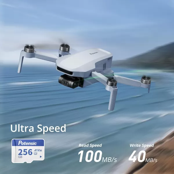 Potensic 256GB Micro Memory Card for Drones A1 U3 V30 Read Speed up to 100 MBs