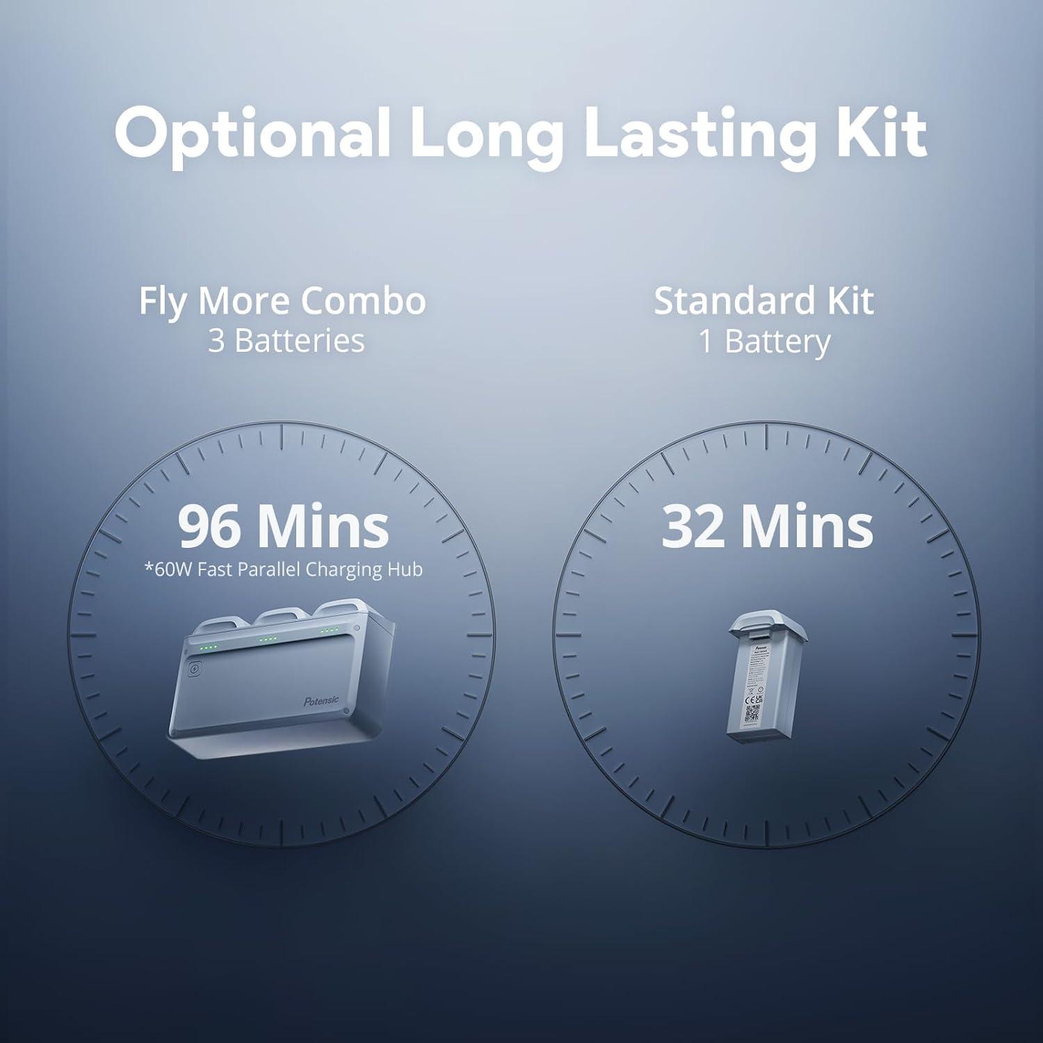 imagePotensic ATOM 2 Standard Kit with RC PTD 1 Drones with Camera for Adults 4K Video 8K Photo 10KM Transmission 3Axis Gimbal AI Track Vertical Shooting AI Night Shot Under 249g 32Min FlightFly More Combo