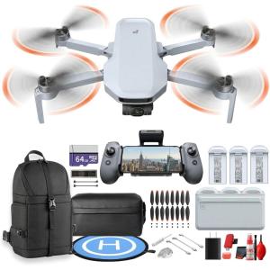 image:imagePotensic ATOM 2 Standard Kit Camera Drone Under 249g with 1 Battery AI Track and 10km Transmission APM2530121  64GB Card  Sling Backpack  Landing Pad  Cleaning Kit  More17pc Bundle3 Battery Combo
