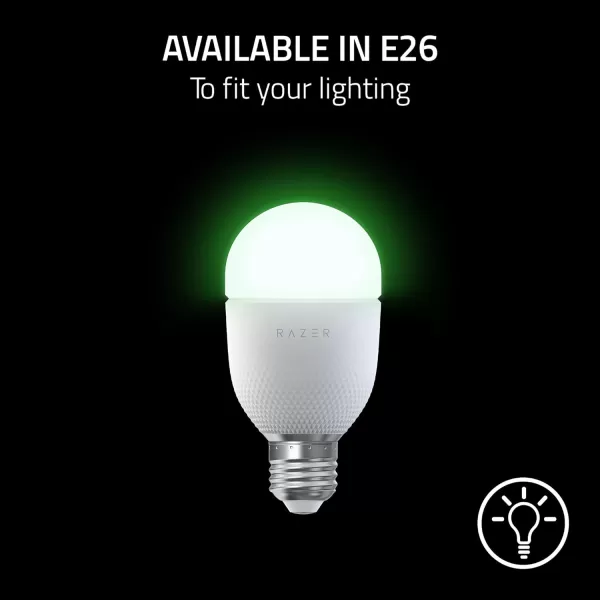 Razer Aether Light Bulb Chroma RGB LED Bulb for Smart Homes  E26 Size 9W 100240V 800 Lumens  Bluetooth  Works with Amazon Alexa Google Home Gamer Room App for Unified Control