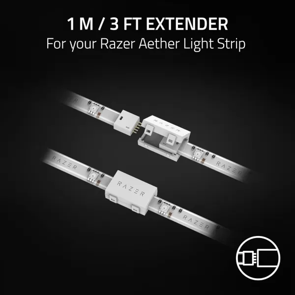Razer Aether Light Strip 3 ft Extender Chroma RGB LED Strip  Bluetooth  Razer Gamer Room App for Control  Connect Up to 8 Extenders to Razer Aether Smart Light Strip Sold Separately