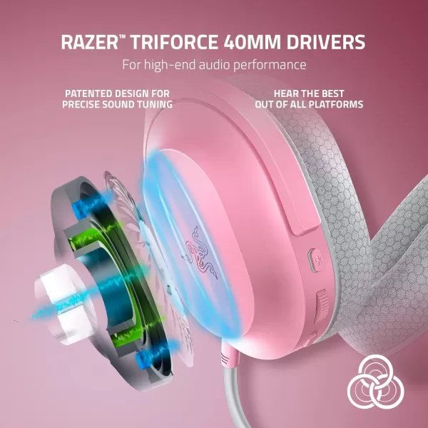 Razer Barracuda X Wireless Gaming ampamp Mobile Headset PC PlayStation Switch Android iOS 24GHz Wireless  Bluetooth  Lightweight  40mm Drivers  Detachable Mic  50 Hr Battery  Quartz PinkPink