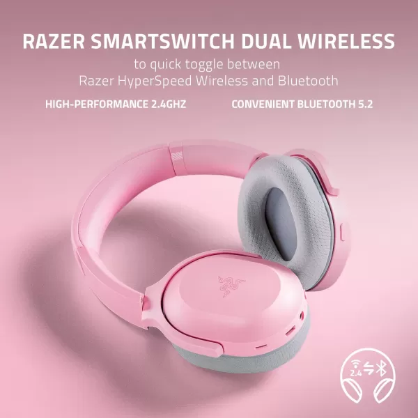 Razer Barracuda X Wireless Gaming ampamp Mobile Headset PC PlayStation Switch Android iOS 24GHz Wireless  Bluetooth  Lightweight  40mm Drivers  Detachable Mic  50 Hr Battery  Quartz PinkPink