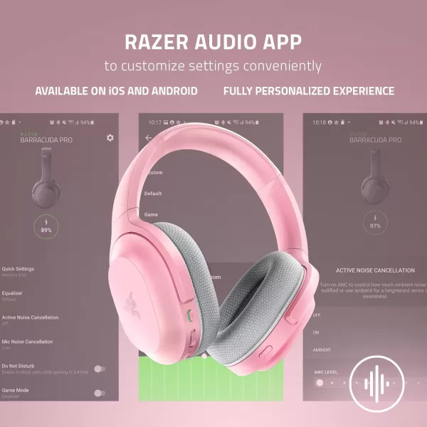 Razer Barracuda X Wireless Gaming ampamp Mobile Headset PC PlayStation Switch Android iOS 24GHz Wireless  Bluetooth  Lightweight  40mm Drivers  Detachable Mic  50 Hr Battery  Quartz PinkPink