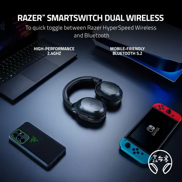 Razer Barracuda X Wireless Gaming ampamp Mobile Headset PC PlayStation Switch Android iOS 24GHz Wireless  Bluetooth  Lightweight  40mm Drivers  Detachable Mic  50 Hr Battery  Quartz PinkClassic Black