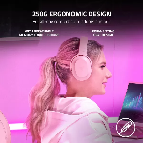 Razer Barracuda X Wireless Gaming ampamp Mobile Headset PC PlayStation Switch Android iOS 24GHz Wireless  Bluetooth  Lightweight  40mm Drivers  Detachable Mic  50 Hr Battery  Quartz PinkPink