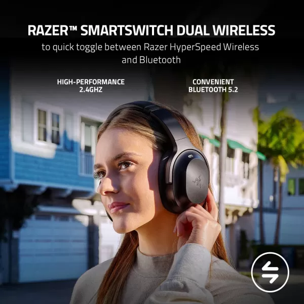 Razer Barracuda X Wireless Gaming ampamp Mobile Headset PC PlayStation Switch Android iOS 24GHz Wireless  Bluetooth  Lightweight  40mm Drivers  Detachable Mic  50 Hr Battery  Quartz PinkClassic Black