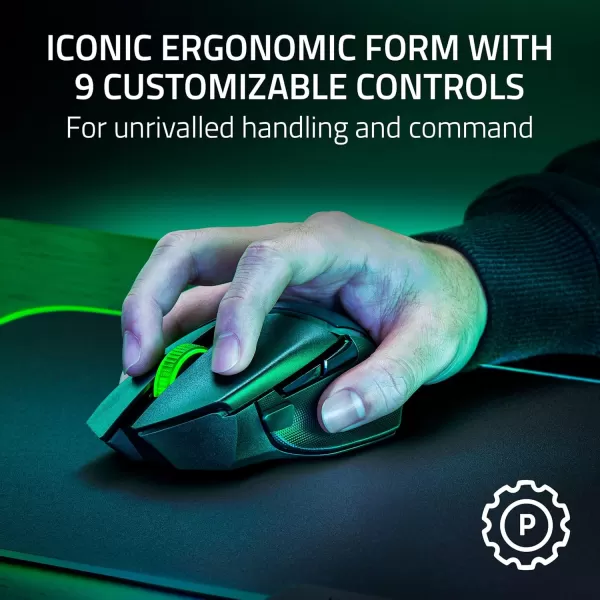 Razer Basilisk V3 X HyperSpeed Wireless Gaming Mouse Up to 285 Hr Battery  18K Optical Sensor  Mechanical Switches  Chroma RGB  9 Programmable Controls  Black