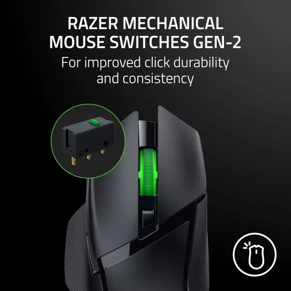 Razer Basilisk V3 X HyperSpeed Wireless Gaming Mouse Up to 285 Hr Battery  18K Optical Sensor  Mechanical Switches  Chroma RGB  9 Programmable Controls  Black