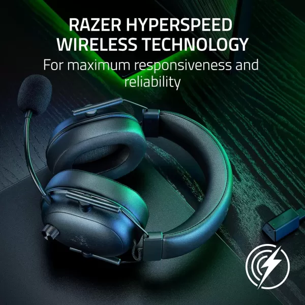 Razer BlackShark V2 HyperSpeed Wireless Gaming Headset 280g Lightweight  THX Spatial Audio  Bendable Mic  50mm Drivers  24GHz Bluetooth or USB  70 Hr Battery wUSB Type C Charging  Black