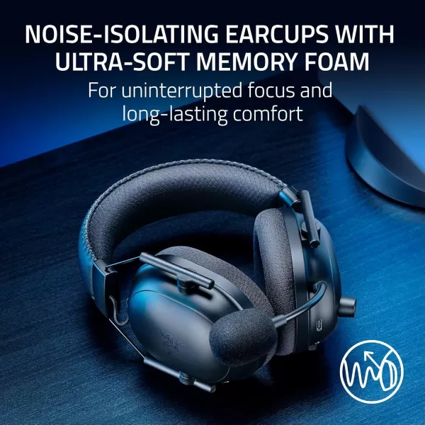 Razer BlackShark V2 Pro Wireless Gaming Headset Super Wideband Mic  Pro Tuned FPS Profiles  50mm Drivers  Plush Noise Isolating Earcups  70 Hr Battery  Bluetooth  for PC PS5 Switch  BlackBlack