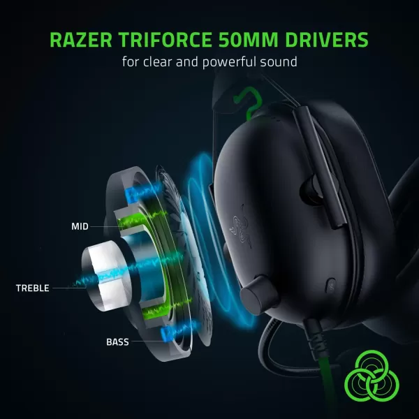 Razer BlackShark V2 X Wired Gaming Headset with 71 Surround Sound 50mm Drivers Noise Cancelling MicBlack