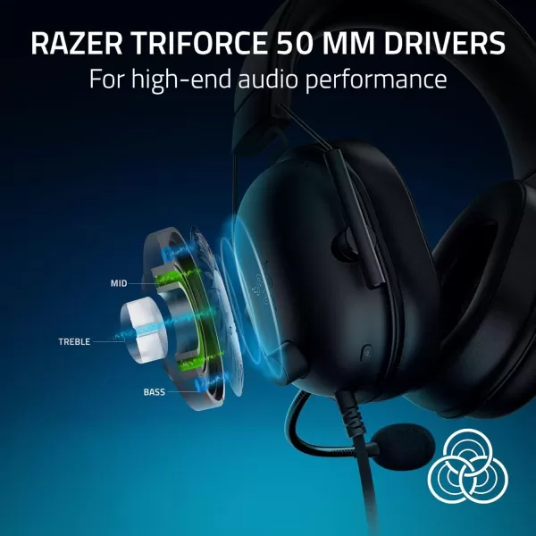 Razer BlackShark V2 X Wired Gaming Headset with 71 Surround Sound 50mm Drivers Noise Cancelling MicClassic Black